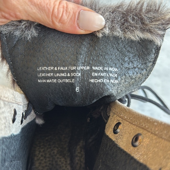 Seychelles Leather and Faux Fur Metallic Combat Boots - Picture 8 of 8